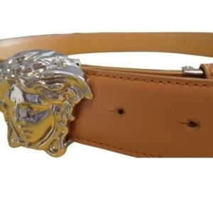 Versace Tan Belt Bag with Silver Medusa Accent